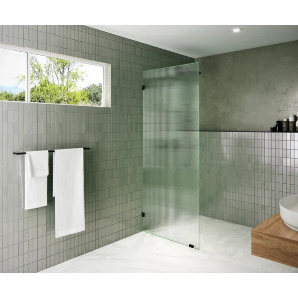 Gaia 32 in. x 78 in. Frameless Fluted Single Fixed Shower Panel | Wayfair North America