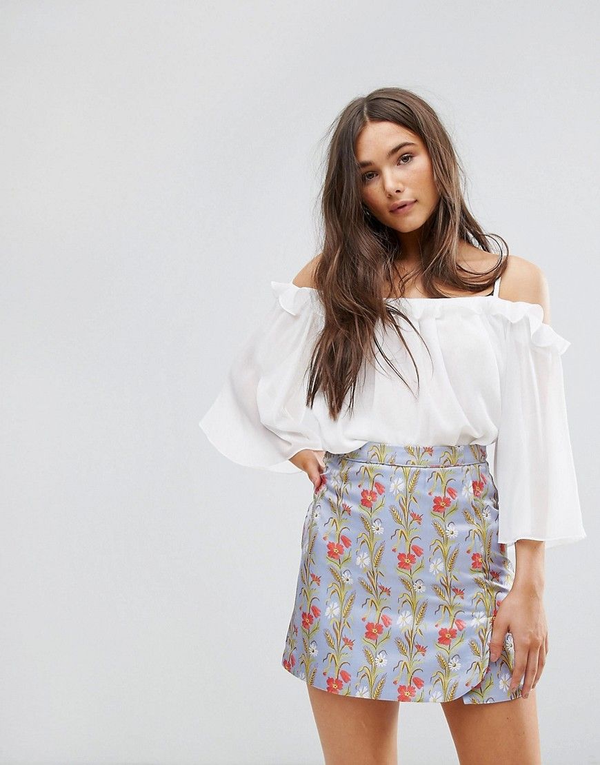 Traffic People Off The Shoulder 3/4 Sleeve Top - White | ASOS US