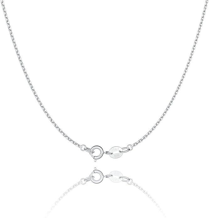 Jewlpire 925 Sterling Silver Chain Necklace Chain for Women 1.1mm Cable Chains Necklace Upgraded ... | Amazon (US)