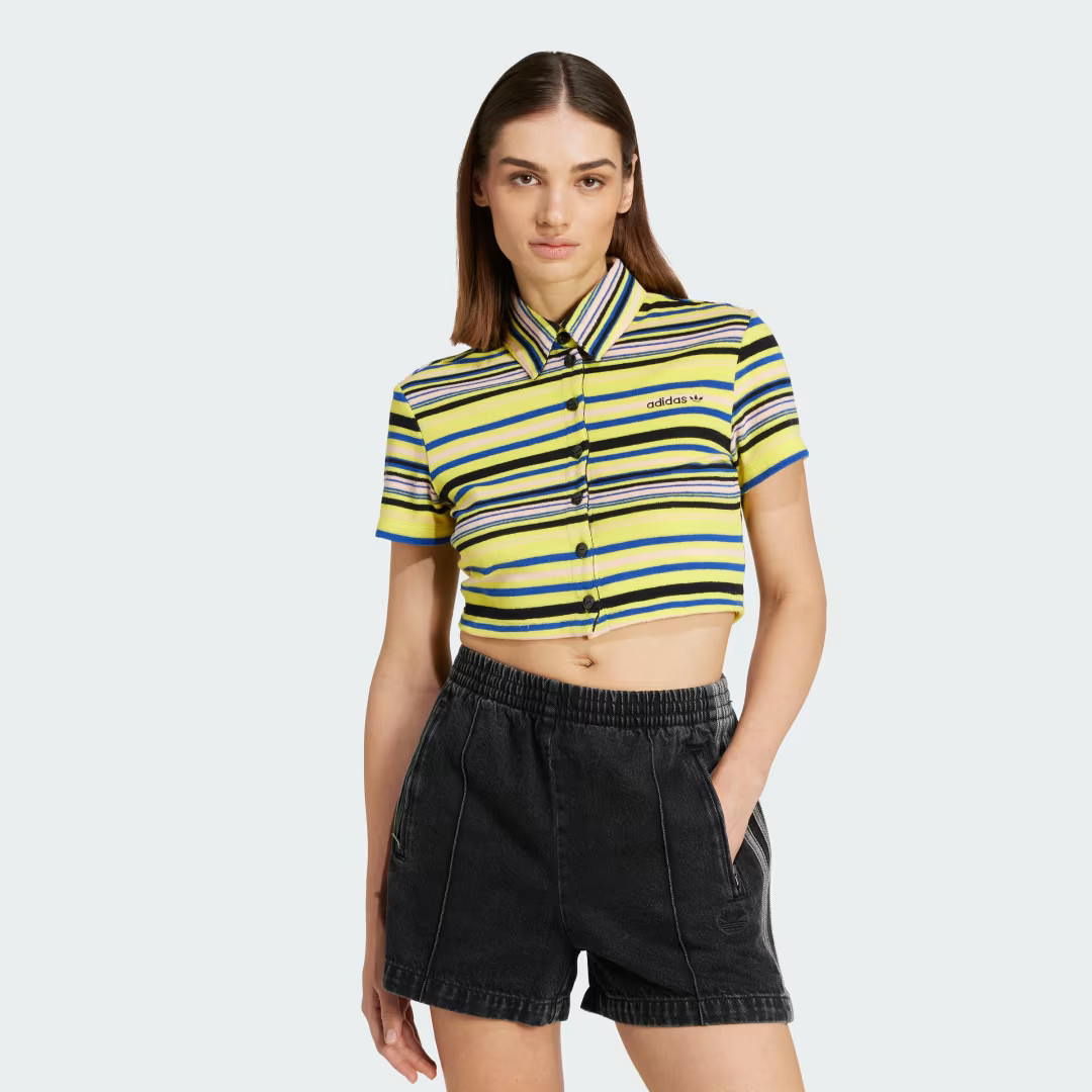 adidas Towel Button-Up Tee - Yellow | Free Shipping with adiClub | adidas US | adidas (US)