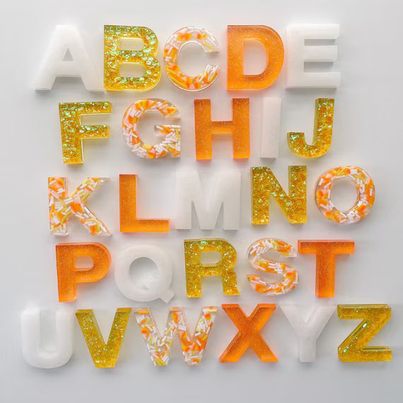 Candy Corn Halloween Resin Alphabet Letters | Etsy | Etsy (US)