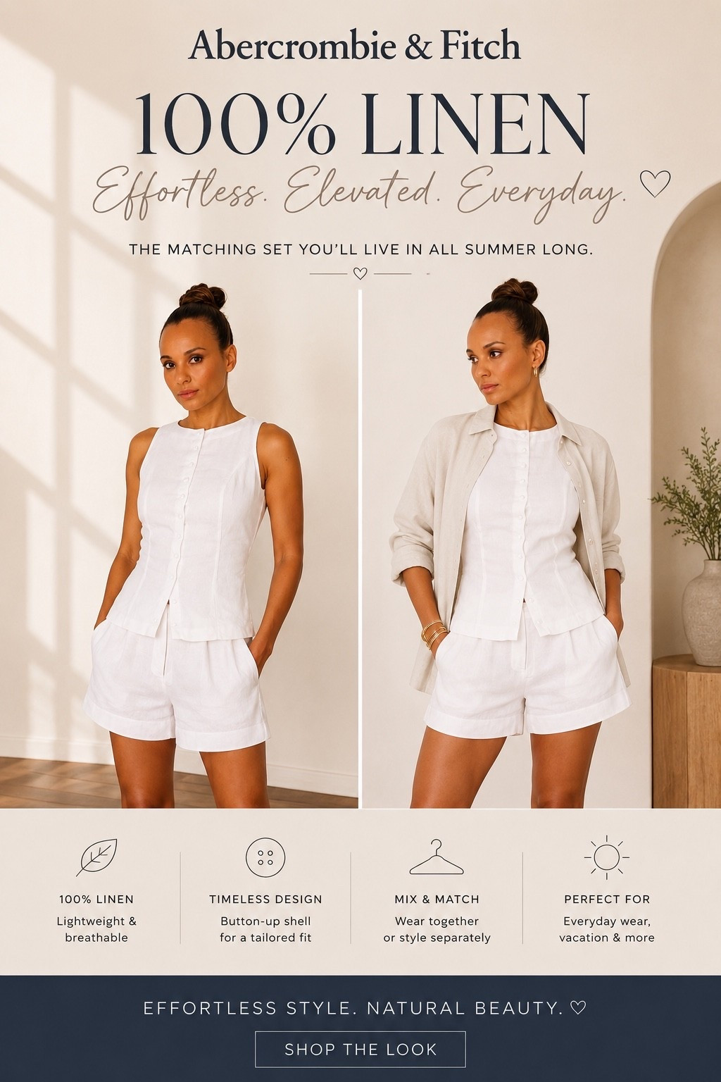 🤍 The linen set everyone is talking about.

This Abercrombie 100% Linen matching set is the definition of effortless summer style. Lightweight, breathable, and endlessly versatile, it’s the perfect outfit for vacations, brunch dates, beach towns, and warm-weather days.

Wear it as a matching set for a polished look or mix and match the pieces with your favorite wardrobe staples. Clean lines, timeless tailoring, and premium linen make this one a summer must-have.

✨ Comfortable
✨ Chic
✨ Easy to style
✨ Perfect for travel

Save this look for your next summer outfit inspiration!

#Abercrombie #AbercrombieStyle #LinenSet #SummerStyle #VacationOutfit #ResortWear #EffortlessStyle #NeutralStyle #ClassicStyle #FashionOver40 #LTKFashion #LTKStyle #SummerWardrobe #CapsuleWardrobe #EverydayChic

#LTKxAbercrombie