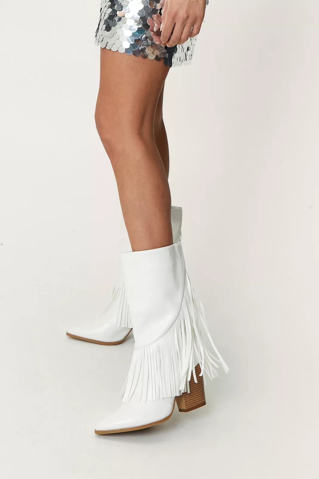 Faux Leather Fringe Western Boots | Nasty Gal (US)