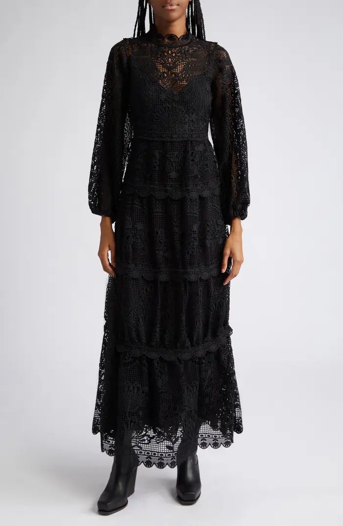 Long Sleeve Guipure Lace Maxi Dress | Nordstrom
