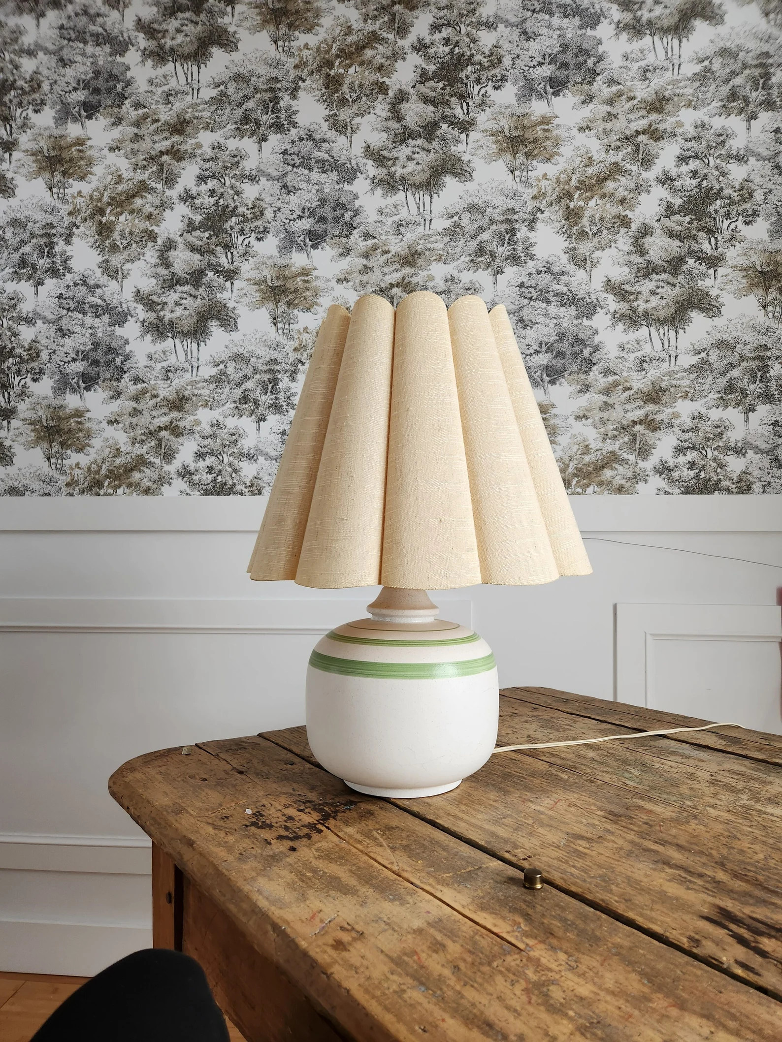 Vintage Textured Ceramic Green Stripe Art Lamp Base MCM - Etsy Canada | Etsy (CAD)