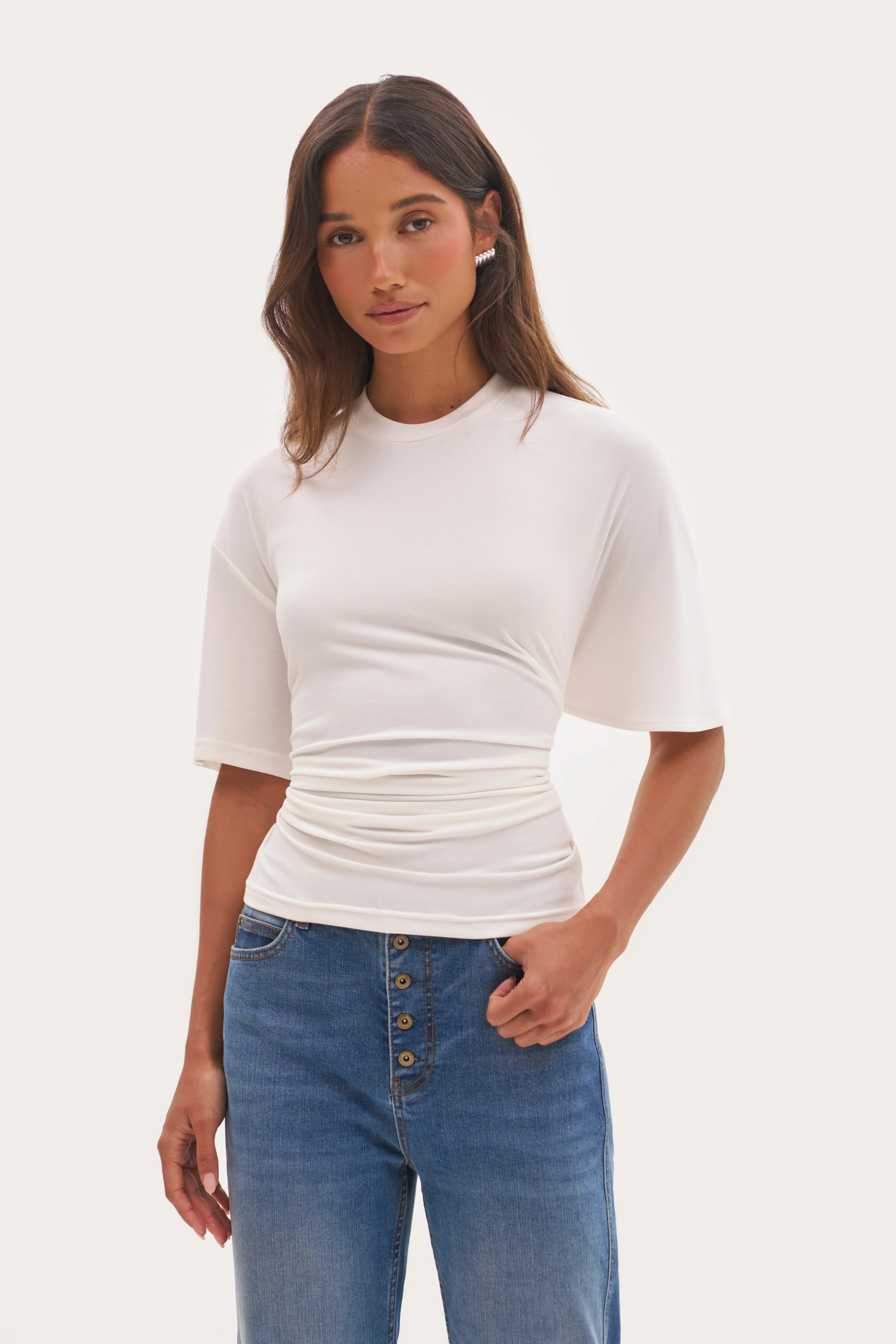 Maebe Relaxed Baby Rib Top - White | Maebe UK