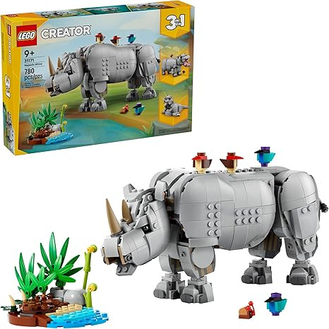 LEGO Creator 3 in 1 Wild Animals: Majestic Rhino - Building Toy for Boys & Girls, Ages 9+ - Gift ... | Amazon (US)