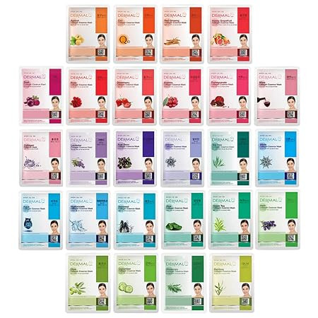 DERMAL 26 Combo Pack Collagen Essence Korean Face Mask (Red & Green) - Hydrating & Soothing Facia... | Amazon (US)