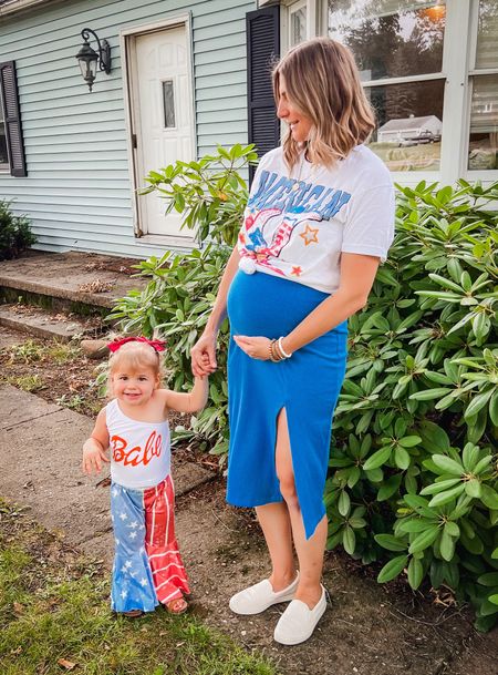 Mama & Mini coordinating outfit ❤️🤍💙 
I’m wearing a medium men’s graphic tee. Haddie is wearing her TTS. 
Graphic Tee | Amazon Finds | Amazon Fashion | Toddler Outfit | 4th of July | Memorial Day | Labor Day | Matching Nama and Mini | kids outfit | bump friendly |

#LTKfamily #LTKbump #LTKkids
