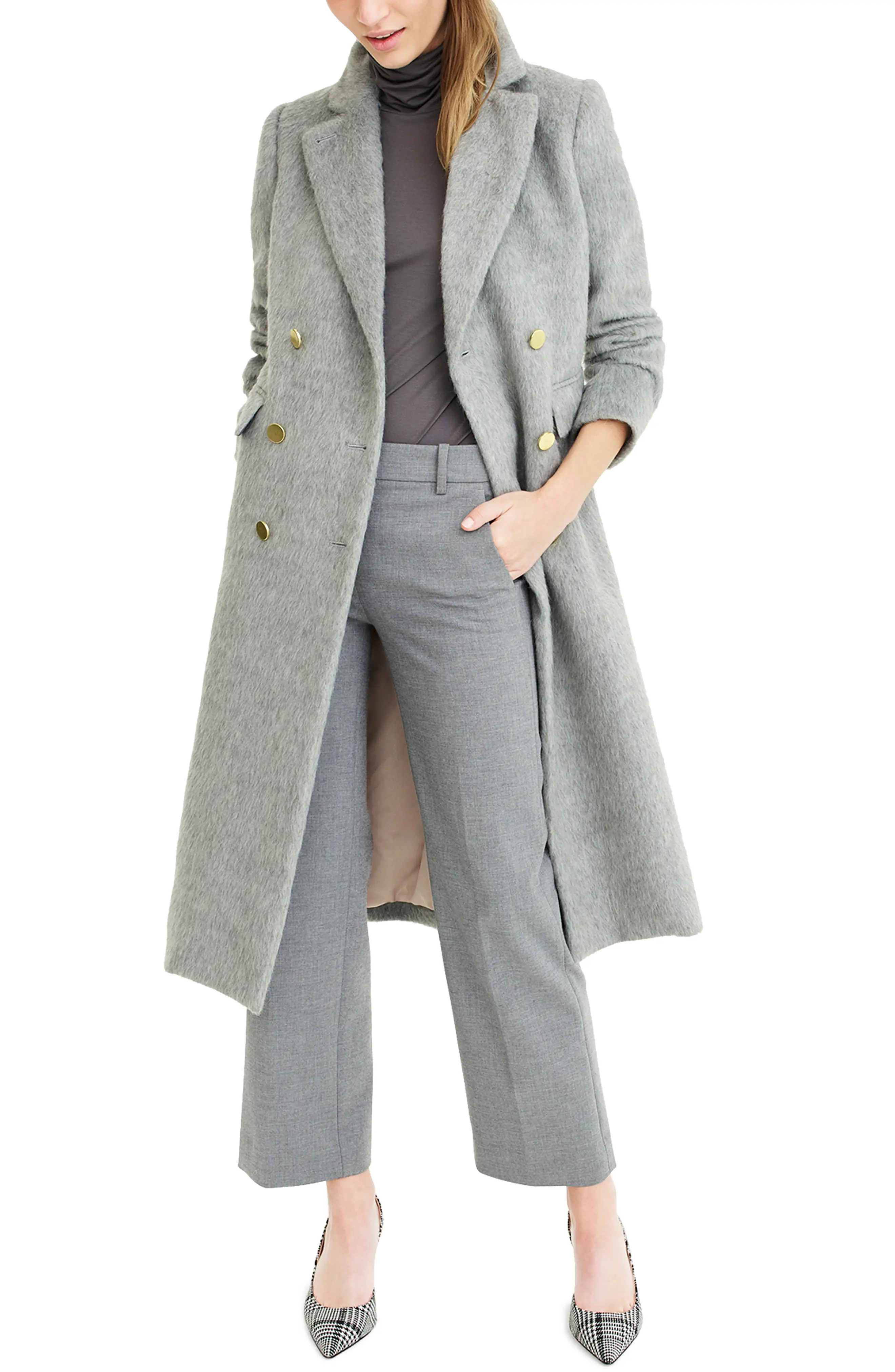 Women's J.crew Collection Long Brushed Wool Topcoat | Nordstrom