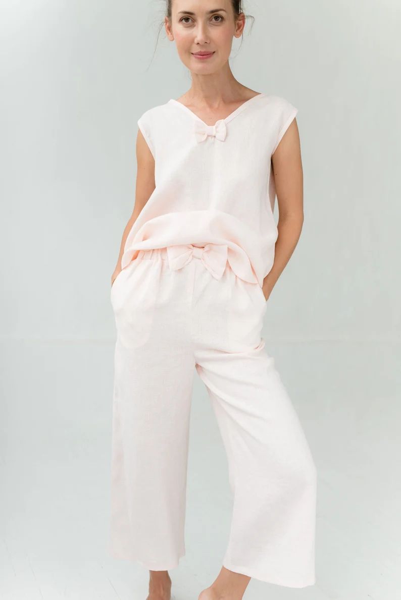 Linen Pajama Pants, Linen Sleepwear, Women Pants, Linen Clothing, Linen Nightwear, Linen Loungewe... | Etsy (US)