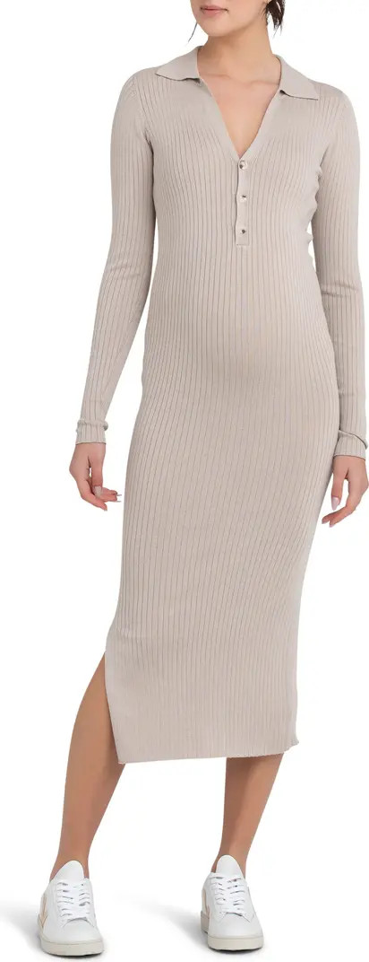 Sammy Rib Long Sleeve Maternity/Nursing Polo Dress | Nordstrom