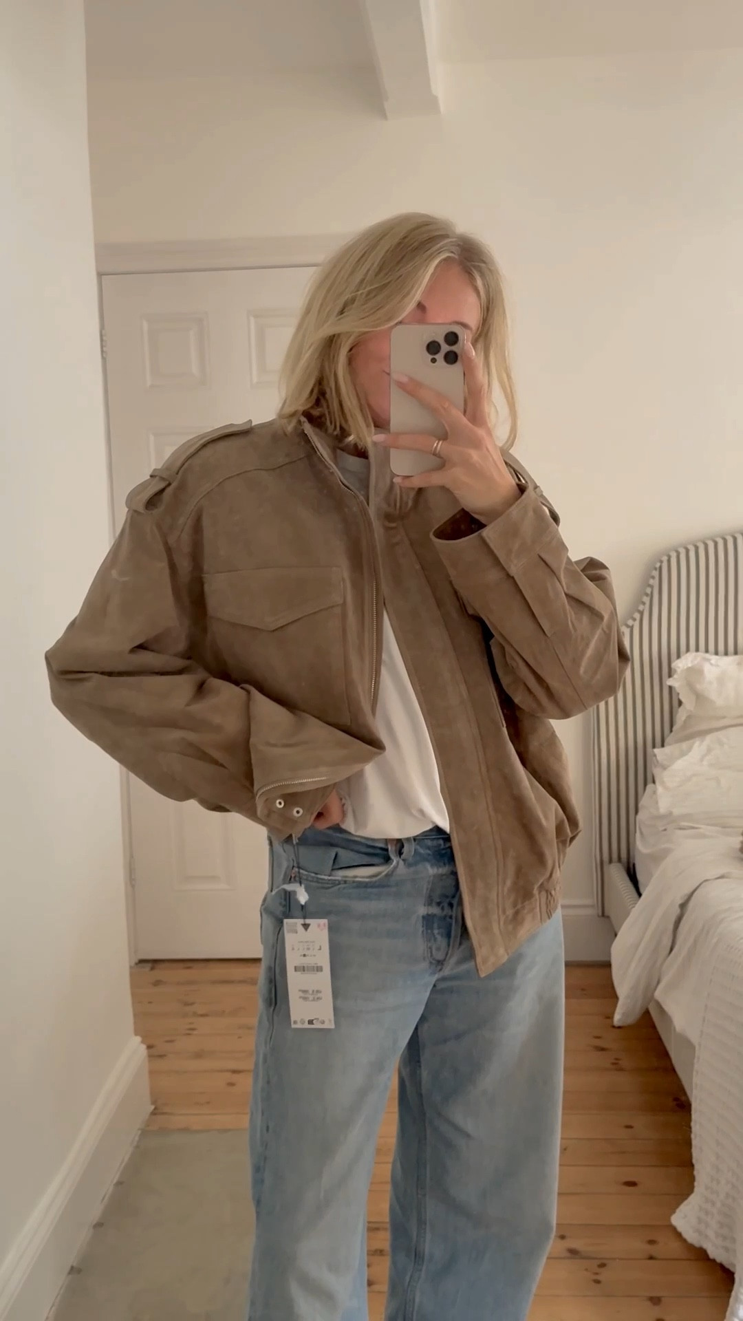 Zara suede bomber jacket - autumn winter outfit 

#LTKuk #LTKjeans #LTKautumn