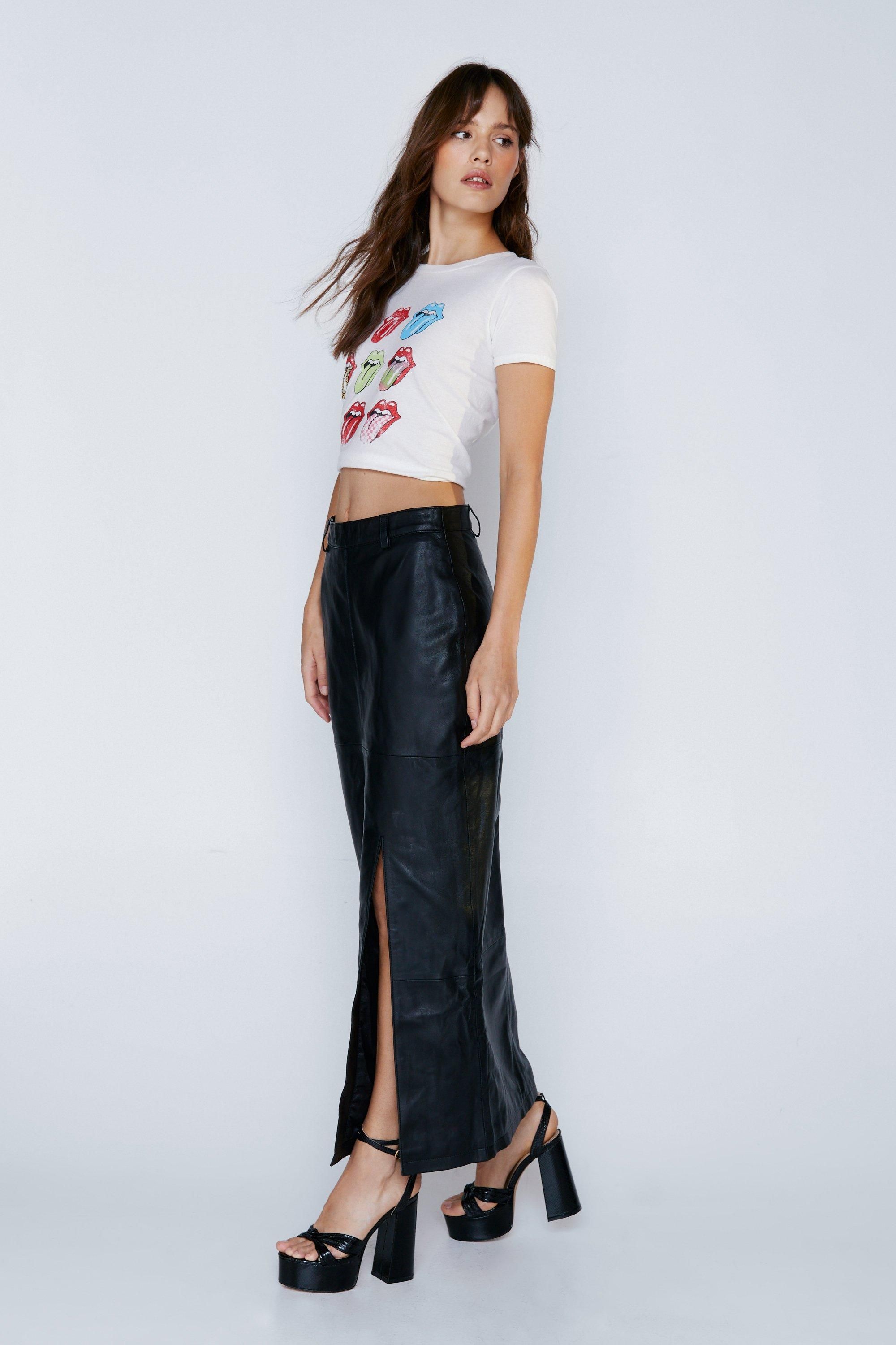Real Leather Side Split Maxi Skirt | Nasty Gal (US)