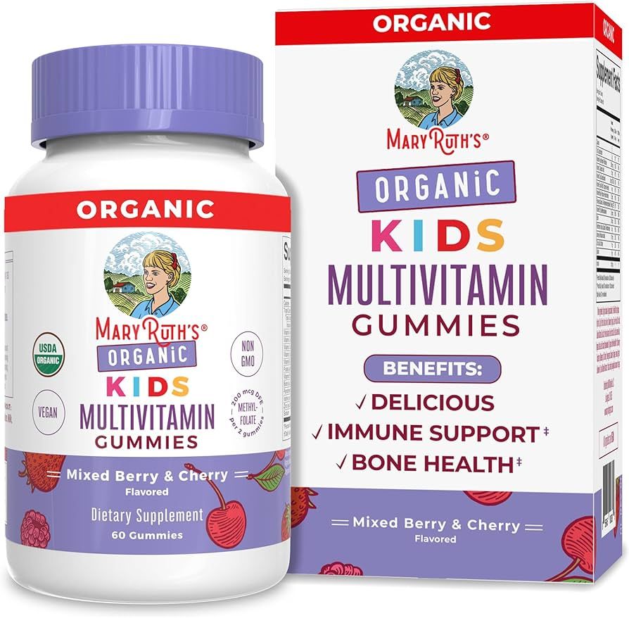 MaryRuth Organics Kids Vitamins, USDA Organic, Kids Multivitamin Gummies for Ages 4+, Multivitamin for Kids, Vitamins for Kids, Vitamin C, Vitamin D, Vegan, Non-GMO, 2 Gummies a Day, 60 Count | Amazon (US)