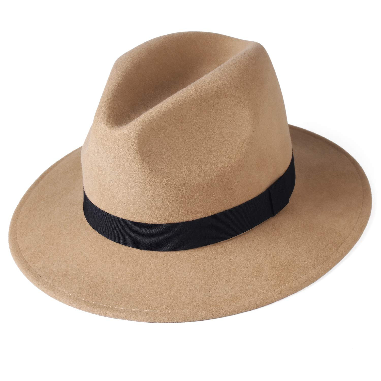 FURTALK Fedora Hats for Men Women 100% Australian Wool Felt Wide Brim Hat Leather Belt Crushable Pac | Amazon (US)