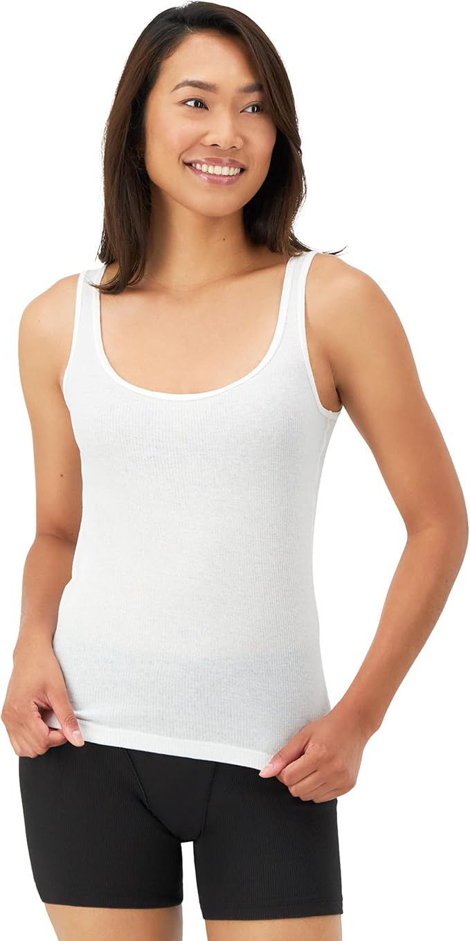 Hanes Women's Originals Knit Cotton Rib Tank Pack, Soft Ribbed Tank Tops, 3-Pack | Amazon (US)