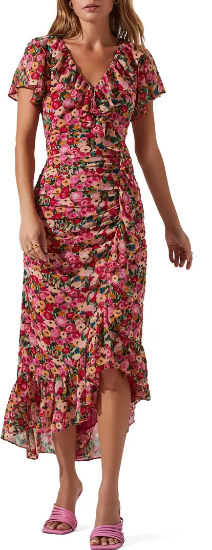 Vilma Floral Ruffle Ruched Dress | Nordstrom