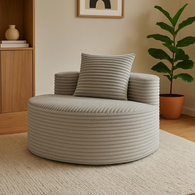 Kumasinova Corduroy Lounge Sofa,Upholstered Couch with Throw Pillow,Single Sofa Couches for Living Room,Bedroom,No Assembly Required,Smoke Gray | Target