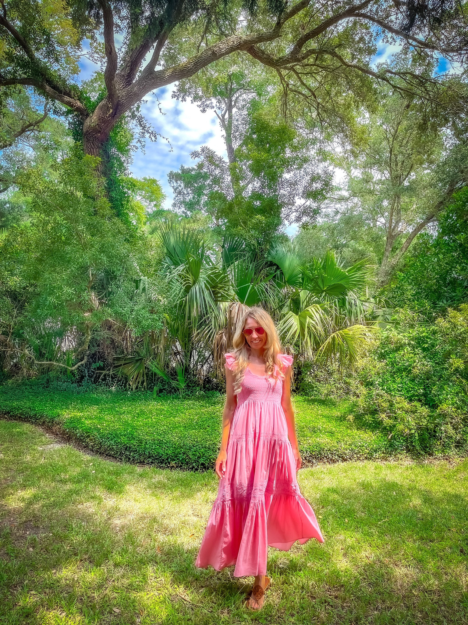 The Chessie maxi dress from LoveShackFancy! Shown in vivid pink & size p (a bit smaller than the xs). I’m 5’4 and loving this cute dress! I linked all the available color options, my pink aviator sunglasses, Miller sandals, & pink earrings.
Pink Maxi Dress
Wedding Guest Dress
Teacher Dress

#LTKtravel #LTKU #LTKwedding
