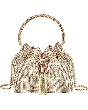 TOPALL Upgrade Rhinestone Evening Bag Bling Purse Sparkly Diamond Silver Clutch Purses for Women ... | Amazon (US)