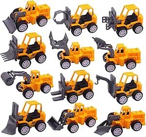 3 otters Mini Construction Vehicles for Construction Party Favors, 12PCS Pull Back Engineering Ve... | Amazon (US)