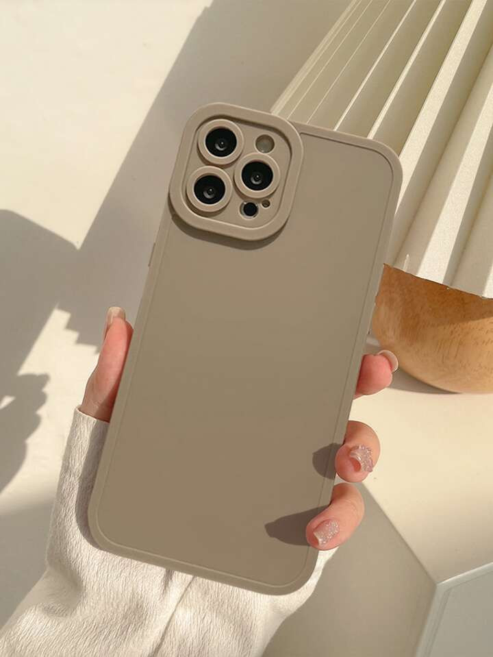 1pc Gucadi Morandi Color Vintage Simple Solid Color Phone Case With Same Color Holder Compatible ... | SHEIN