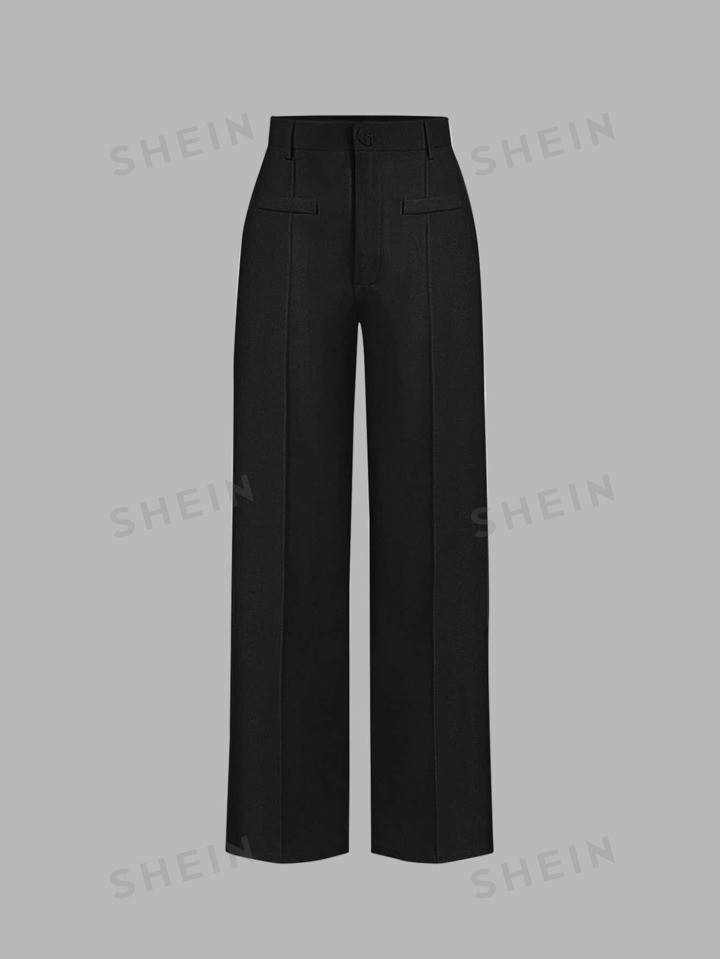 SHEIN MOD High Waist Black Comfy Straight Leg Pants | SHEIN