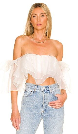 Rossella Ruffle Top in White Organza | Revolve Clothing (Global)