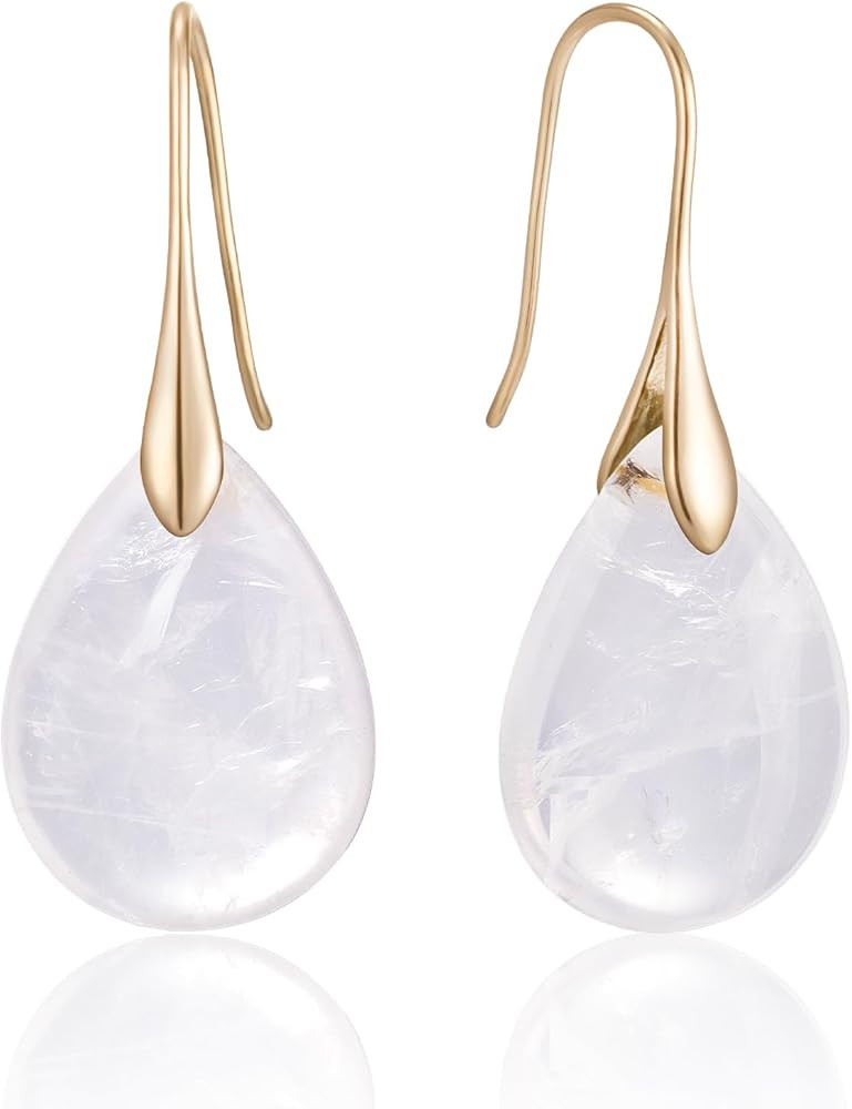 SELOVO Agate Teardrop Stone Grey Drop Earrings Fishhook Dangle Earrings for Women | Amazon (US)