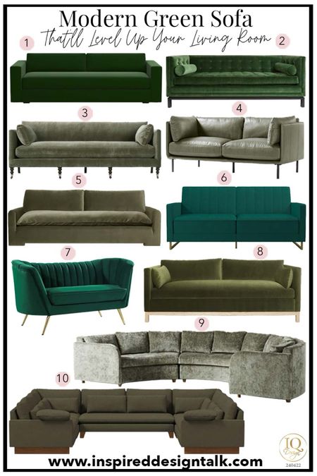 Green velvet sofa, couch and sectional ideas to update your living room  

#LTKhome #LTKstyletip #LTKover40