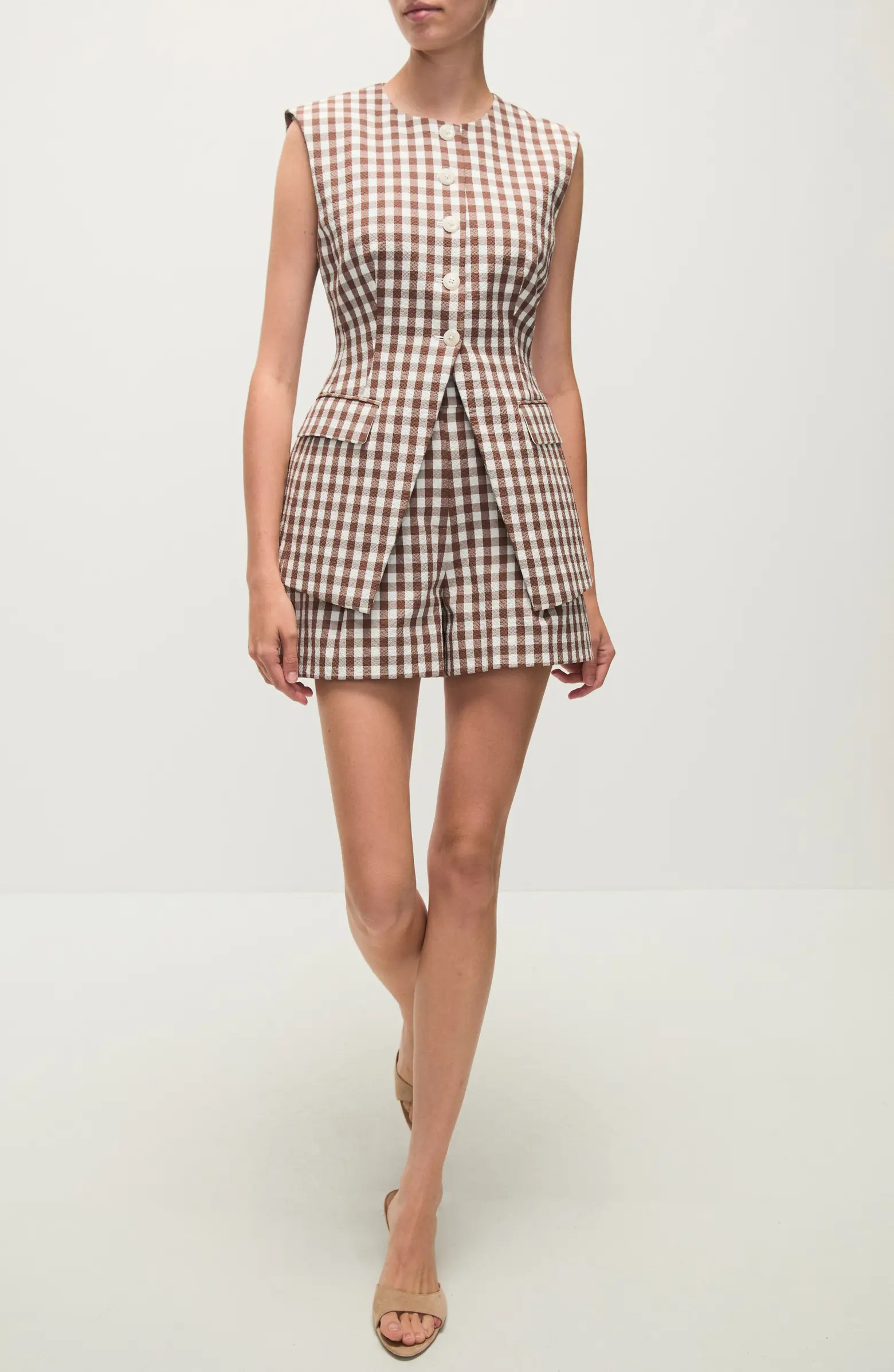 Veronica Beard Lois Gingham Seersucker Cutaway Vest | Nordstrom | Nordstrom