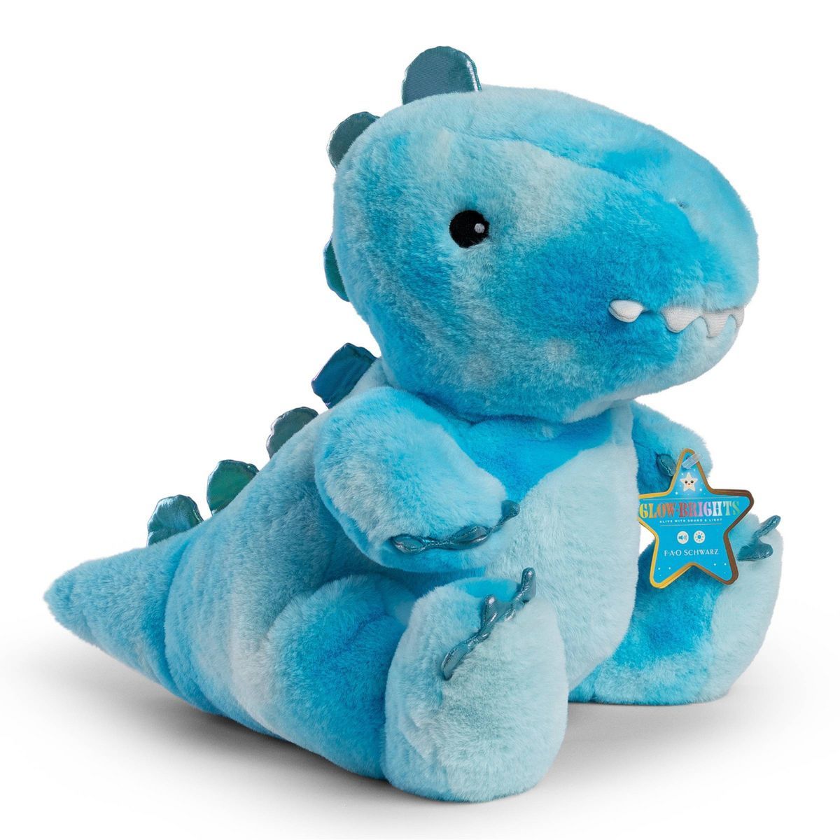 FAO Schwarz Glow Brights Toy Plush LED with Sound Blue Dinosaur 12" Stuffed Animal | Target