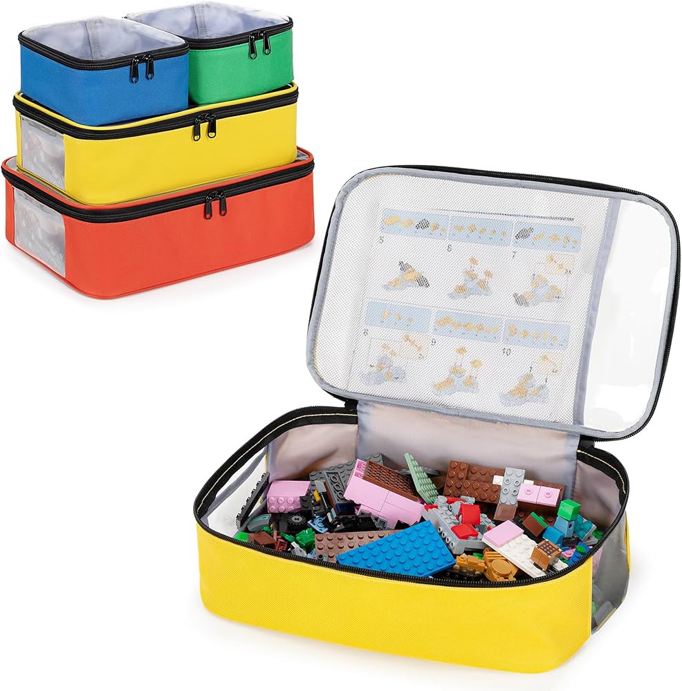 4-piece Toy Storage Organizer Bag Compatible with Lego Bricks, Travel Organizer Case for Building... | Amazon (US)