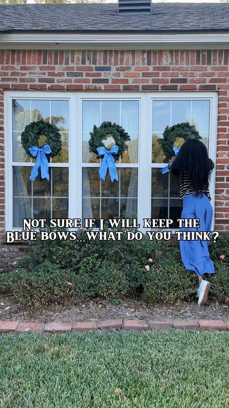 I found the perfect full wreaths for our windows! 24” wreaths on 36” windows, blue bows, Christmas wreaths

#LTKhome #LTKVideo #LTKHoliday