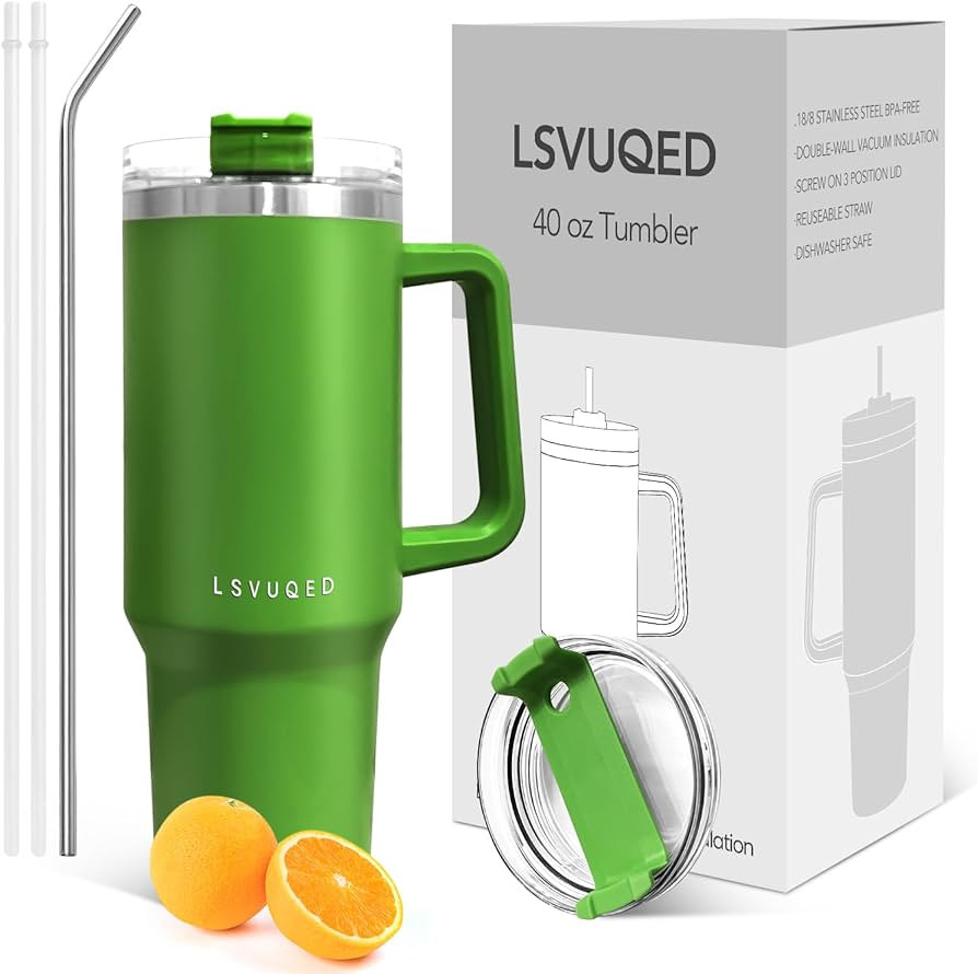 LSVUQED Insulated Tumblers, 40 oz Tumbler with Handle and Straw Lid, Insulated Reusable Stainless... | Amazon (US)