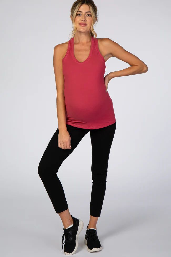 Coral Solid Active Racerback Maternity Tank Top | PinkBlush Maternity