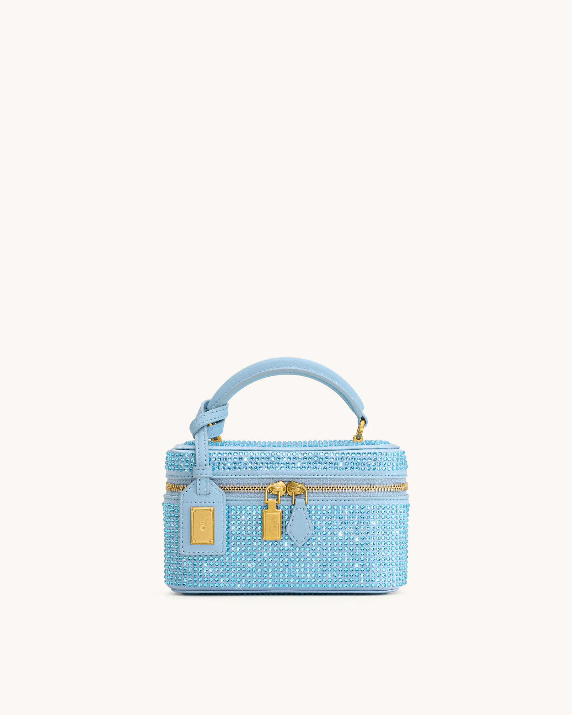 Cleo Artificial Crystal Box Shape Top Handle Bag - Blue | JW PEI US