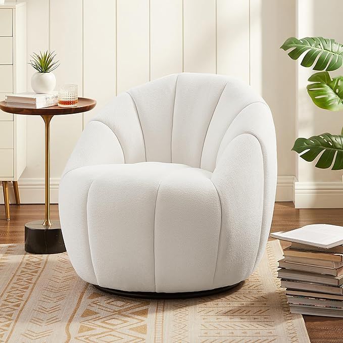 Art Leon Swivel Accent Chair, Modern Fabric Upholstered Barrel Chair, Round Comfy Armchair with M... | Amazon (US)