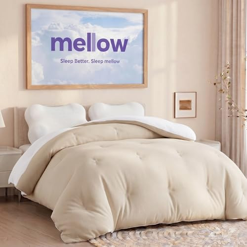 Mellow Marshmellow Comforter – Extra Fluffy Double-Stuffed Down Alternative Duvet Insert, All-Season Temperature Balancing, Oeko-TEX Fabric, Box Stitch, Machine Washable (Sand, Twin/Twin XL) | Amazon (US)