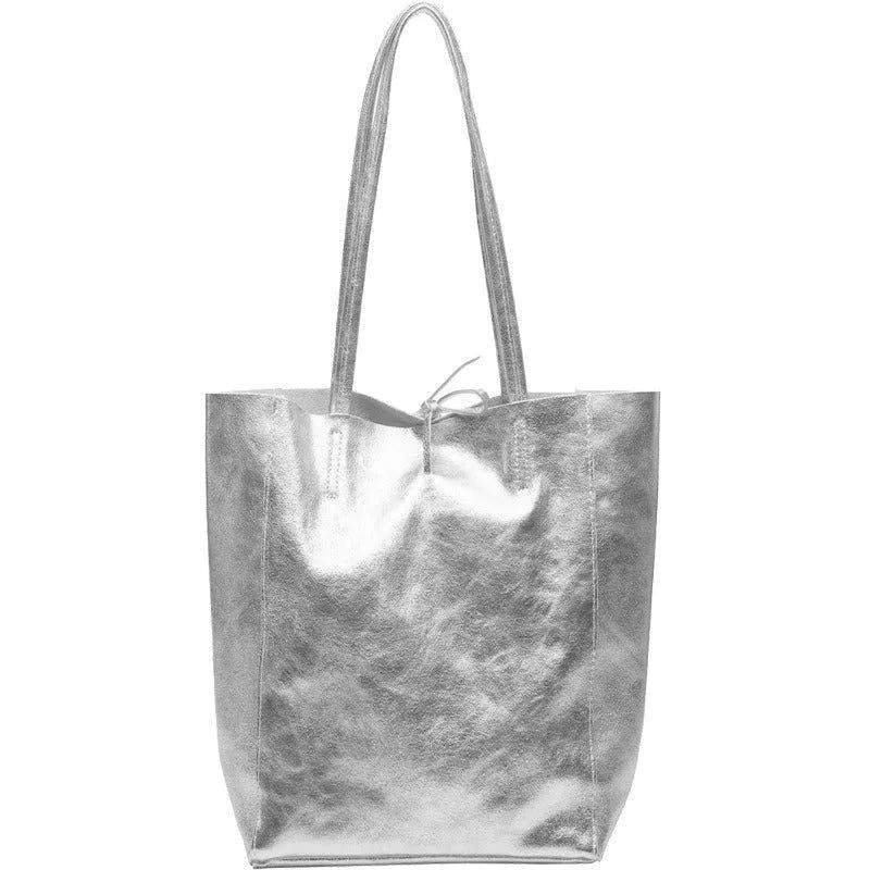 Bags & Purses | Silver Metallic Leather Tote Shopper Bag | BBDDN | Sostter | Debenhams UK