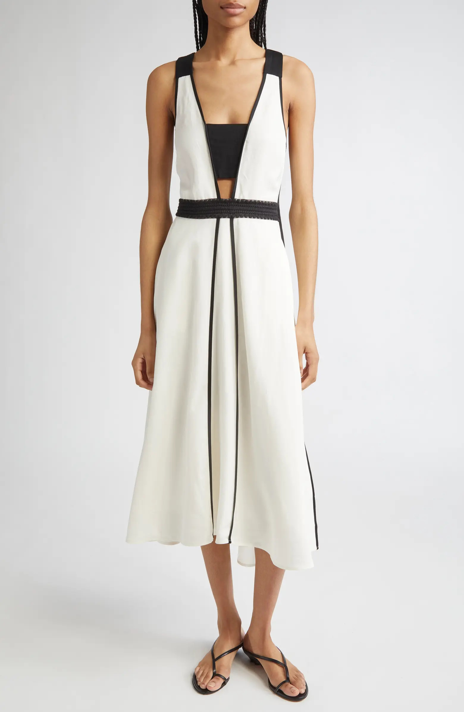 Reiss Valencia Contrast Sleeveless Midi Dress | Nordstrom | Nordstrom
