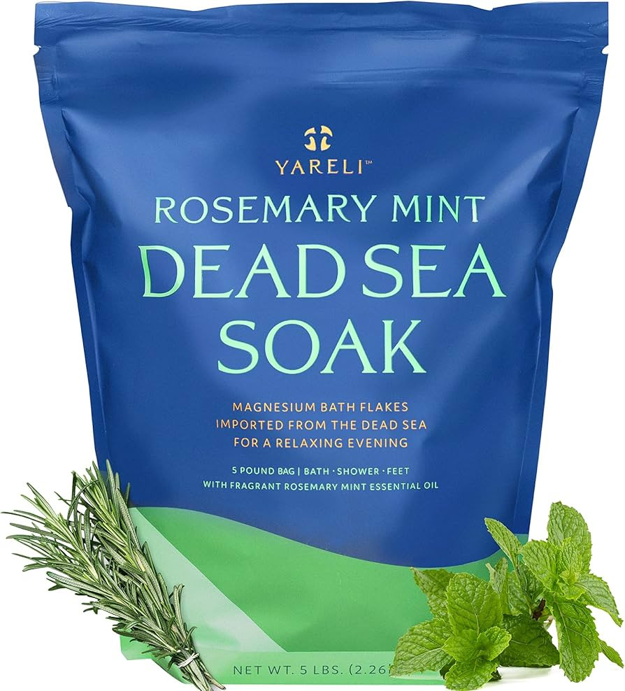 Yareli Dead Sea Bath & Foot Soak, Rosemary Peppermint Magnesium Bath Salt Flakes, Stronger Alternative to Epsom Salt, 5lb | Amazon (US)