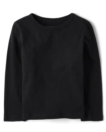 Baby And Toddler Boys Uniform Long Sleeve Basic Layering Tee | The Children's Place  - BLACK | The Children's Place