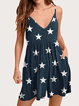 ANRABESS Women's Deep V Neck Spaghetti Strap Beach Sexy Romper Shorts Jumpsuit with Pockets | Amazon (US)