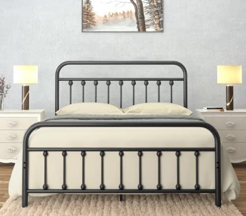 AMBEE21 CASTLEBEDS Vintage Queen Metal Bed Frame with Headboard and Footboard Platform / Wrought ... | Amazon (US)