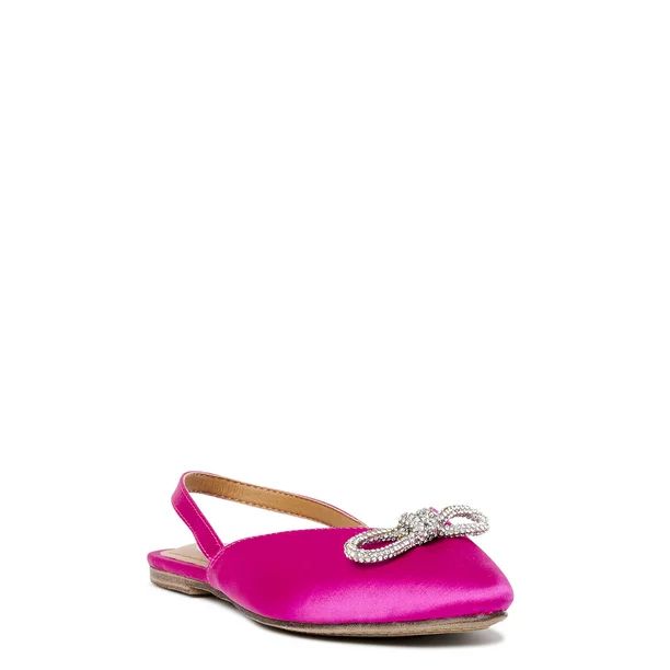 Scoop Women's Satin Embellished Slingback Flats - Walmart.com | Walmart (US)