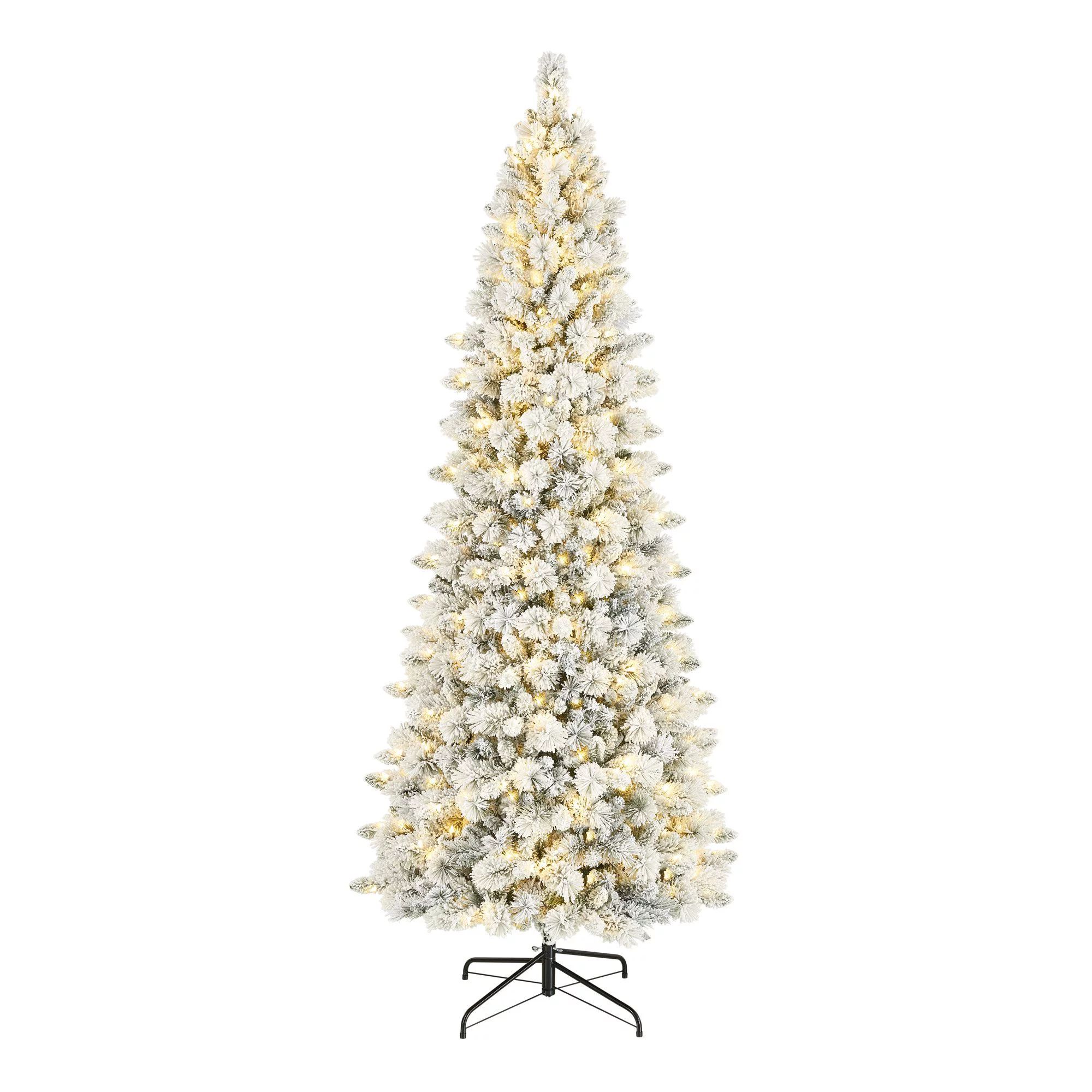 Holiday Time 9ft Pre-Lit Flocking Tahoe Spruce Christmas Tree, Warm White LED, Green, 9' | Walmart (US)