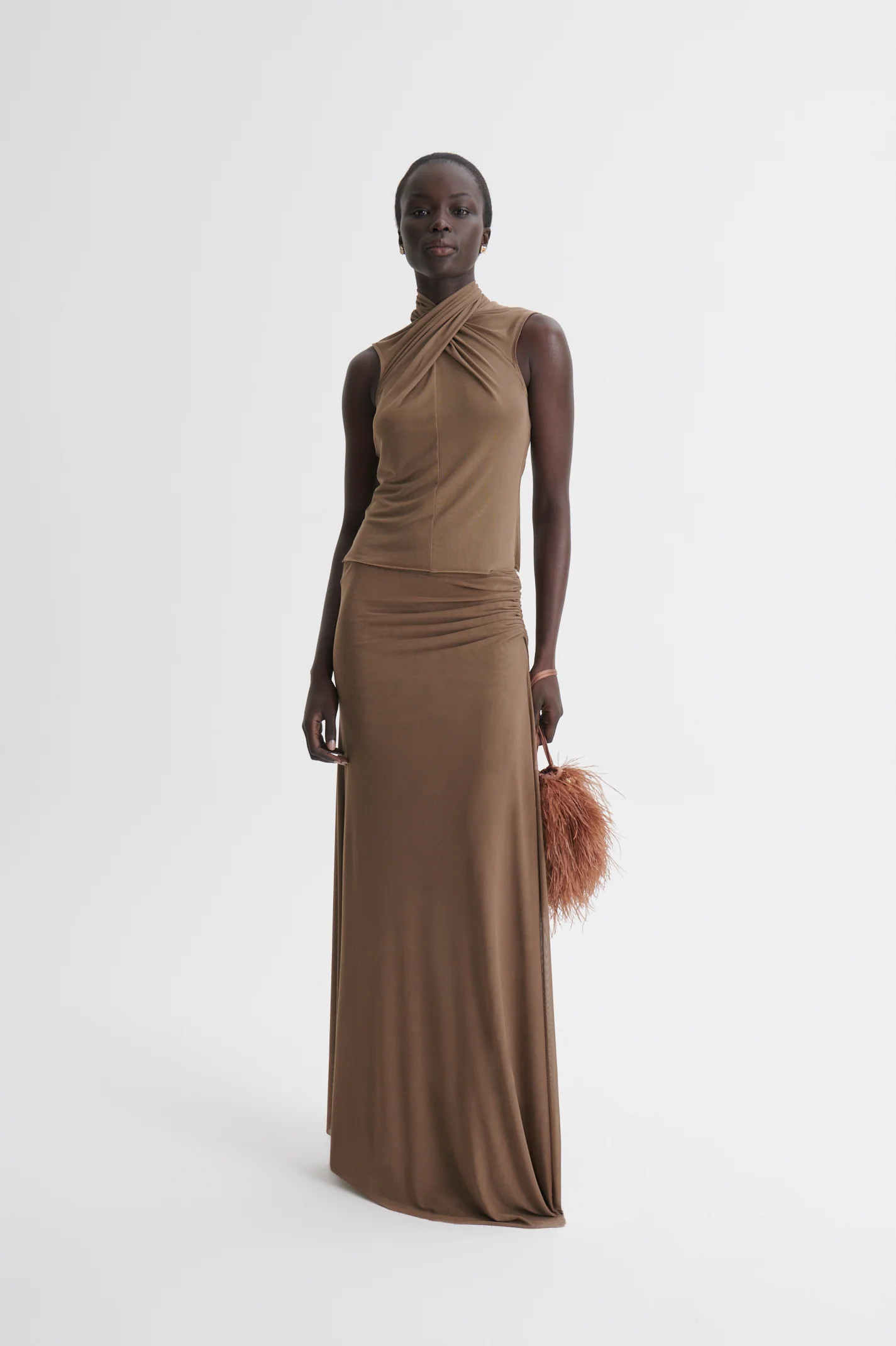 MESH TURBAN SLEEVELESS TOP - CAMEL - Scanlan Theodore | Scanlan Theodore AU