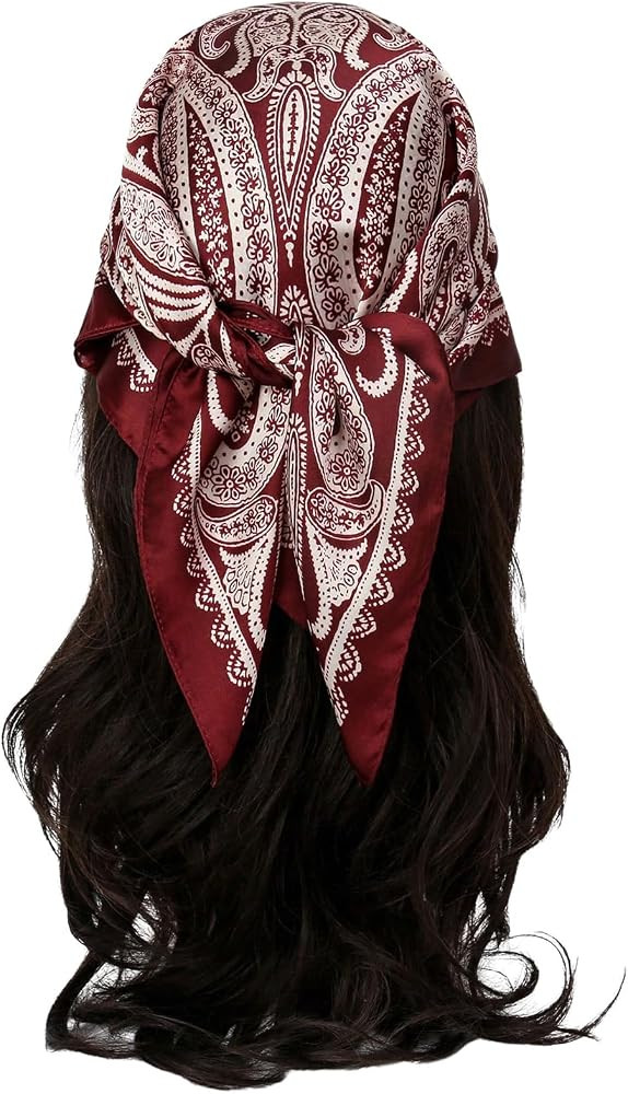 Floerns Women's Vintage Silk Bandana Paisley Print Headscarf Boho Square Hair Scarf | Amazon (US)